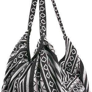 Tribe Azure Jacquard Cotton Shoulder Banana Style Fashion Travel Canvas Tote Bag